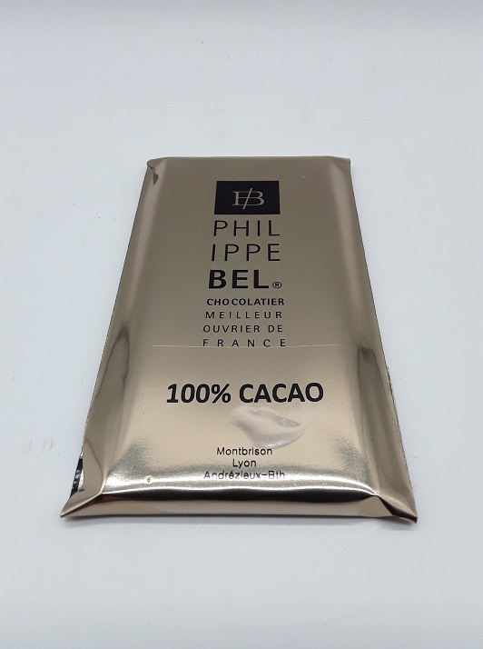 Chocolaterie Philippe Bel Meilleur Ouvrier de France Chocolatier 100% Cacao 100g