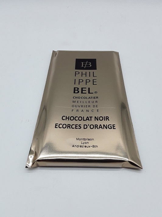 Chocolaterie Philippe Bel Meilleur Ouvrier de France Chocolatier Chocolat Noir Ecorces d’Orange 100g